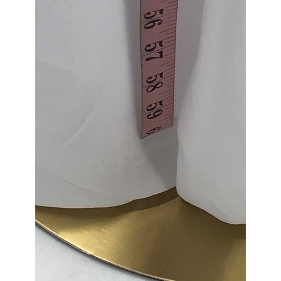 FORMAL SZ 12 L White Halter Cutout Pleated Bridal Party Maxi Dress NWT B42 flaw - Picture 3 of 9